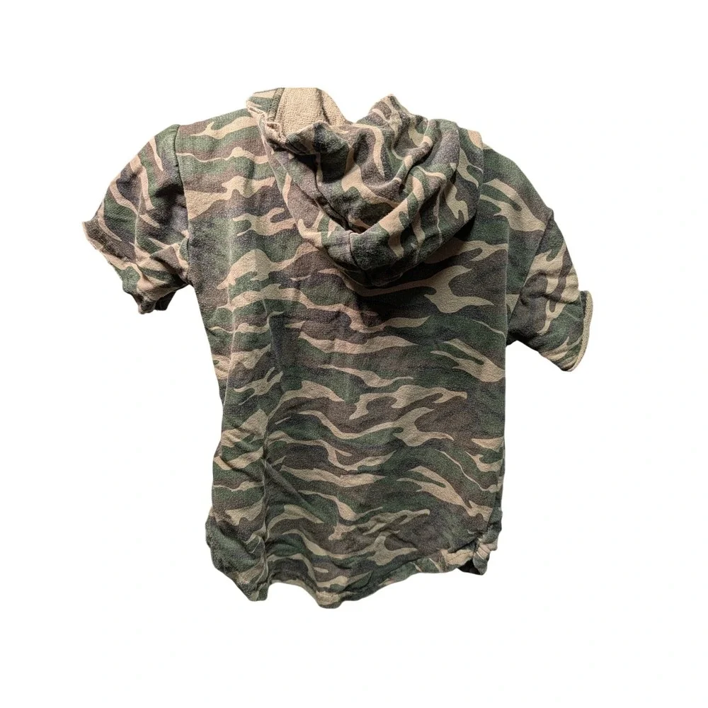 Scoop Short Sleeve Hoodie Kids 6 Camo Good Distressed French Terry Pullover